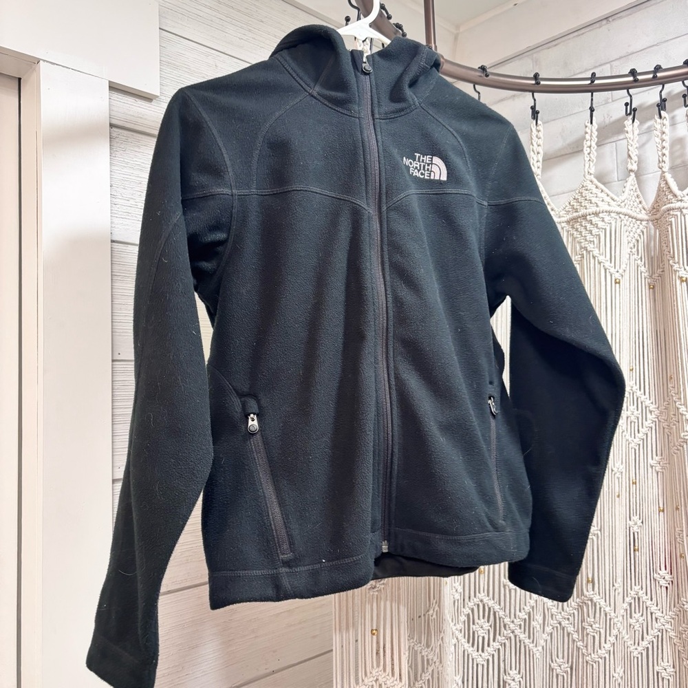 Women’s The North Face Black Fleece Jacket Coat Hood XS